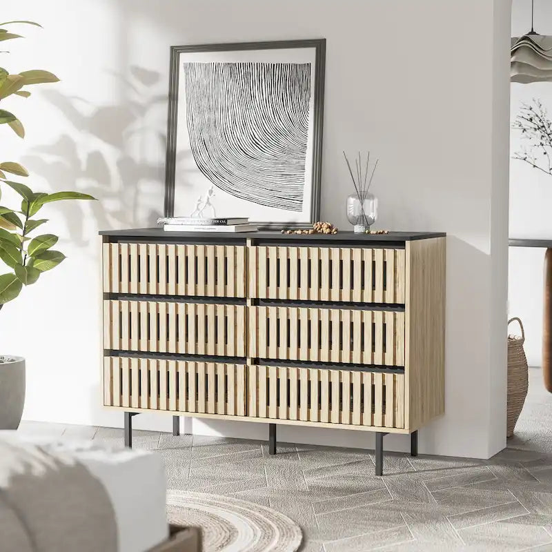 Six Drawer Storage Cabinet With High-quality Medium Density Fiberboard And Metal Frame