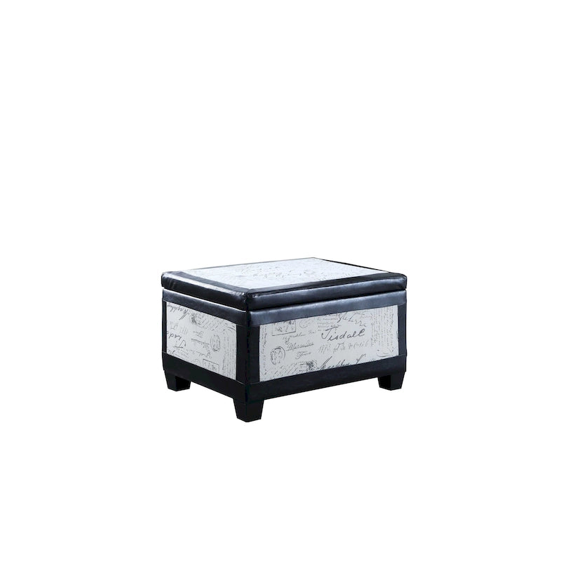 Taupe and Blue Plaid Storage Bench and Ottoman Three Piece Set