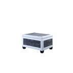 Taupe and Blue Plaid Storage Bench and Ottoman Three Piece Set