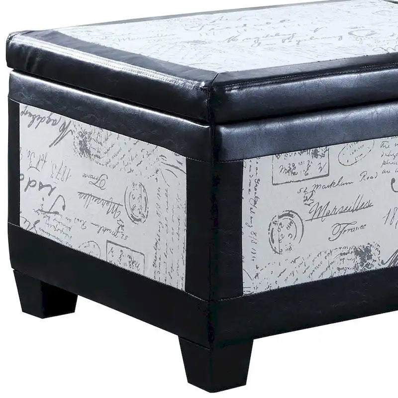 Taupe and Blue Plaid Storage Bench and Ottoman Three Piece Set
