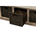 Rustic Storage Bench with 3 Removable Classic Rattan Basket