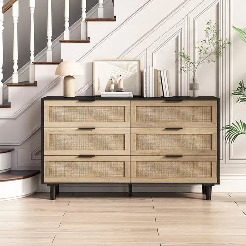 Rattan-Aufbewahrungsschrank mit 6 Schubladen, Rattanschubladen, für das Schlafzimmer