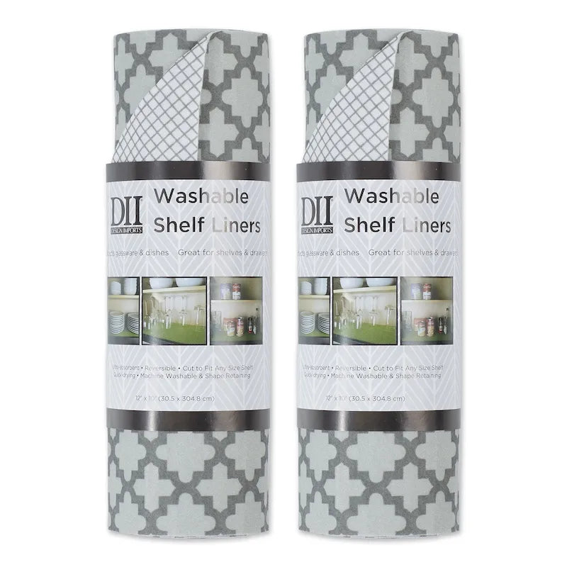 Grey Lattice Shelf Liner (Set of 2)