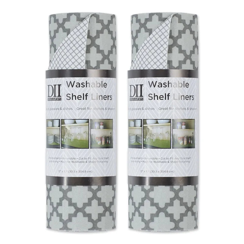 Grey Lattice Shelf Liner (Set of 2)