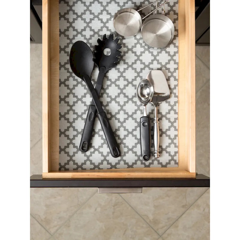 Grey Lattice Shelf Liner (Set of 2)