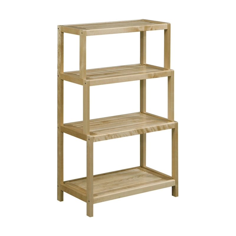 Solid Wood 4-Tier Stepback Shelf, Bookcase