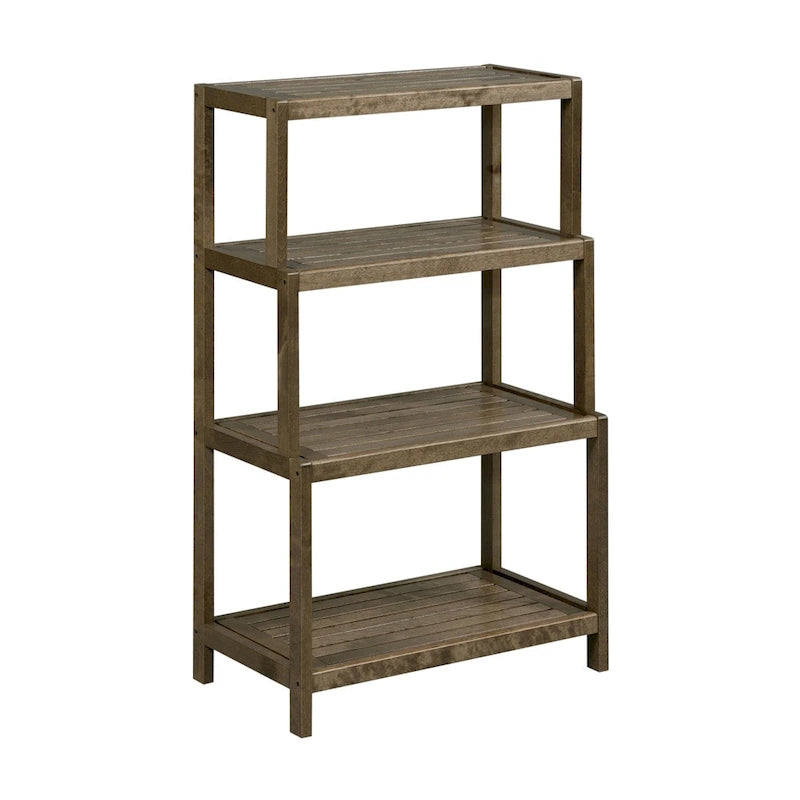 Solid Wood 4-Tier Stepback Shelf, Bookcase