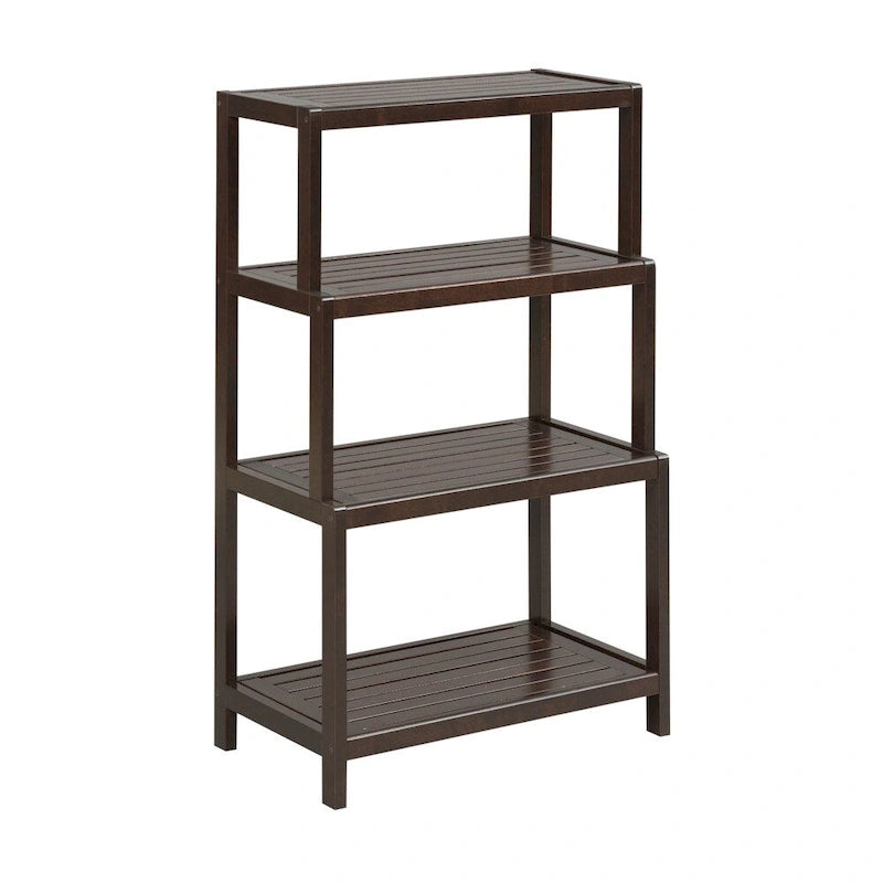 Solid Wood 4-Tier Stepback Shelf, Bookcase