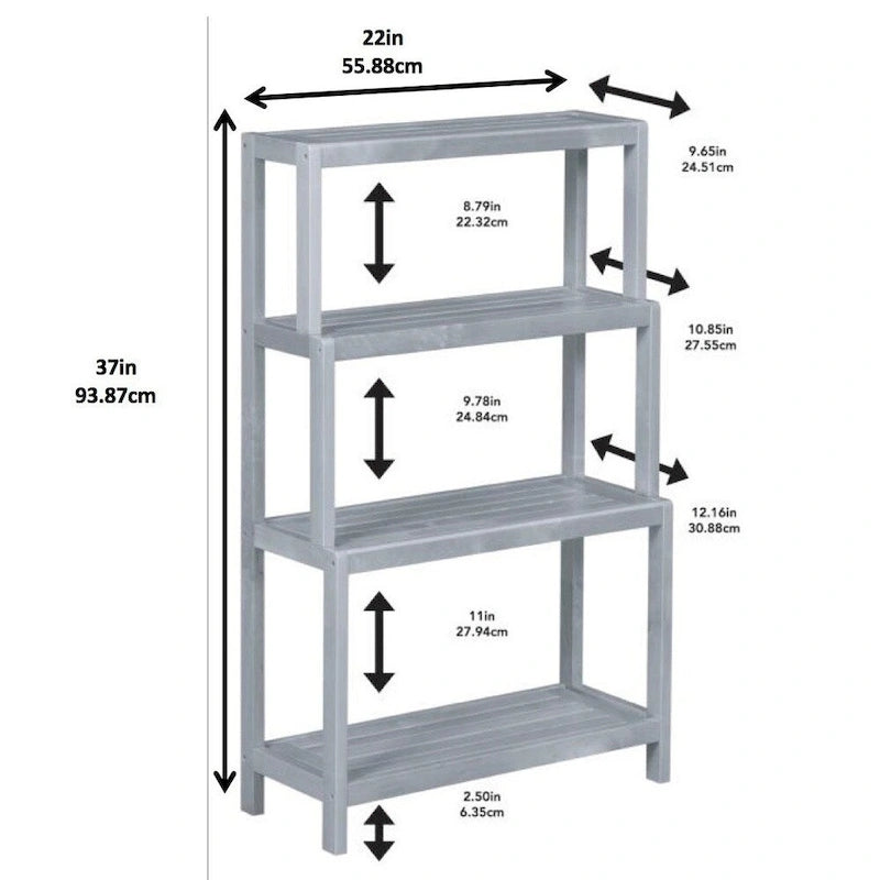 Solid Wood 4-Tier Stepback Shelf, Bookcase