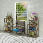 Solid Wood 4-Tier Stepback Shelf, Bookcase