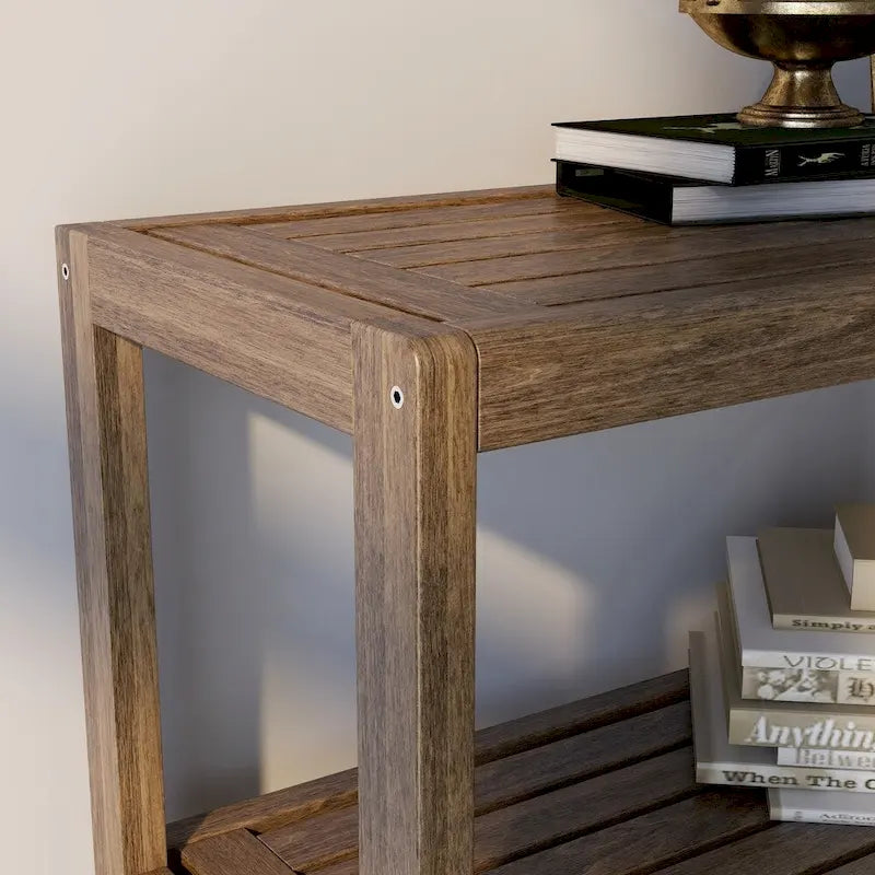 Solid Wood 4-Tier Stepback Shelf, Bookcase