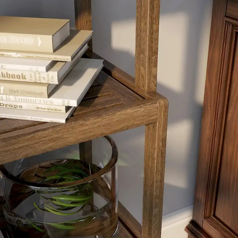 Solid Wood 4-Tier Stepback Shelf, Bookcase