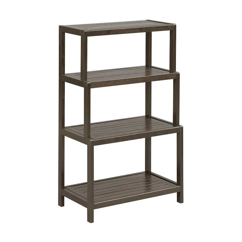 Solid Wood 4-Tier Stepback Shelf, Bookcase