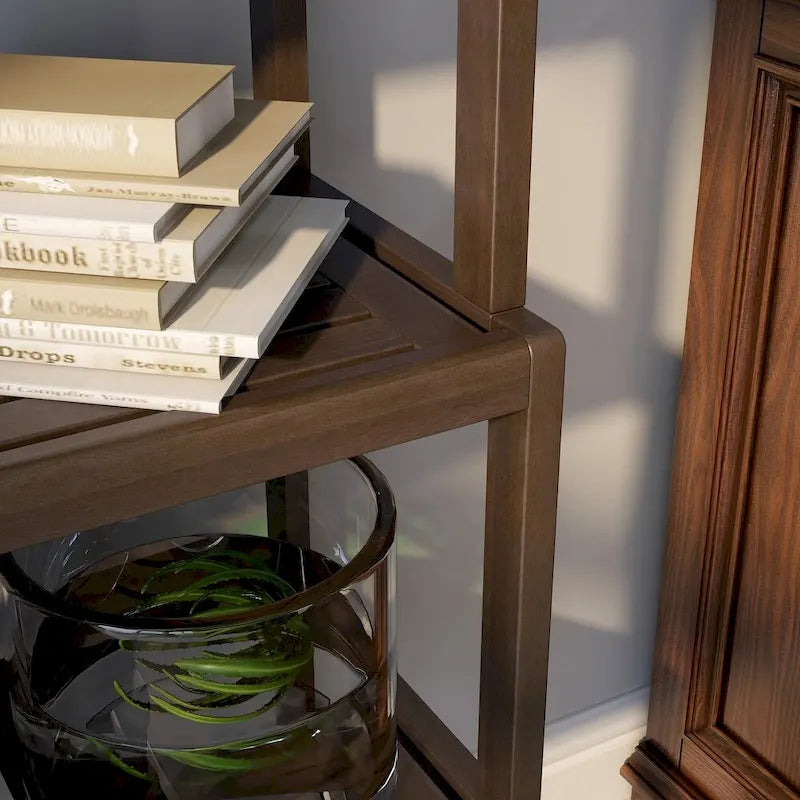 Solid Wood 4-Tier Stepback Shelf, Bookcase