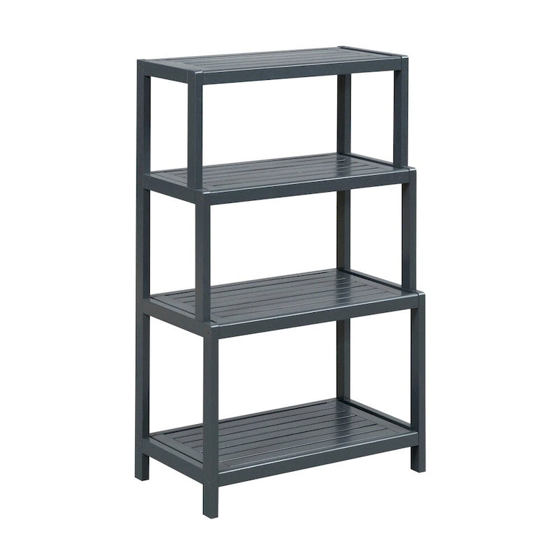Solid Wood 4-Tier Stepback Shelf, Bookcase