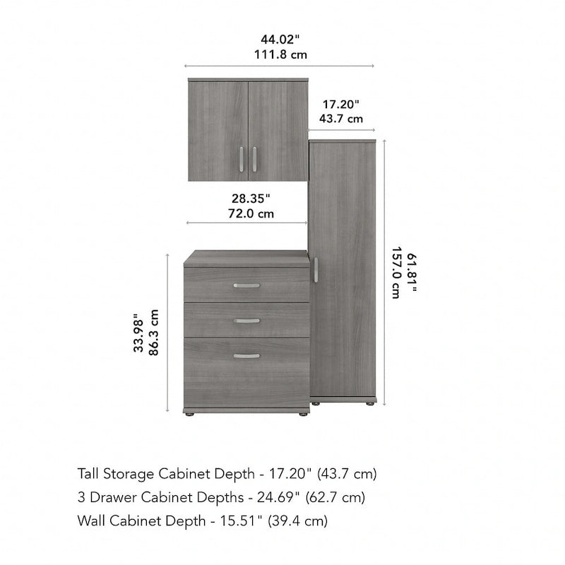 44W 3 Piece Modular Storage Set