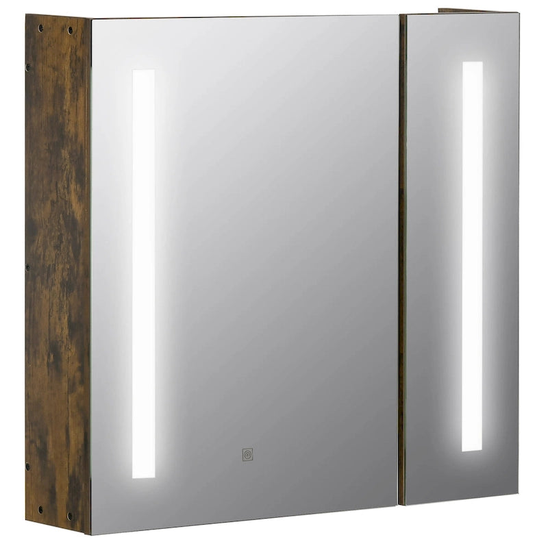 27.5 Inch x 25.5 Inch LED Lighted Medicine Cabinet with Mirror, Wall Mounted Dimmable Bathroom Cabinet