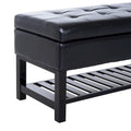 Westfield 44-inch Black PU Leather Tufted Shoe Rack Ottoman Storage Bench