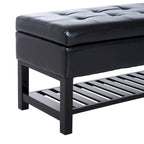 Westfield 44-inch Black PU Leather Tufted Shoe Rack Ottoman Storage Bench