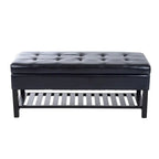 Westfield 44-inch Black PU Leather Tufted Shoe Rack Ottoman Storage Bench