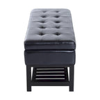 Westfield 44-inch Black PU Leather Tufted Shoe Rack Ottoman Storage Bench