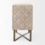 Excelsior Light Brown Solid Wood w/ Gold Iron Base & 2 Door Accent Cabinet