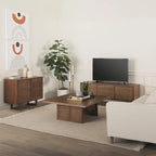 Grier Medium Brown Solid Wood w/ Cane Doors Accent Cabinet