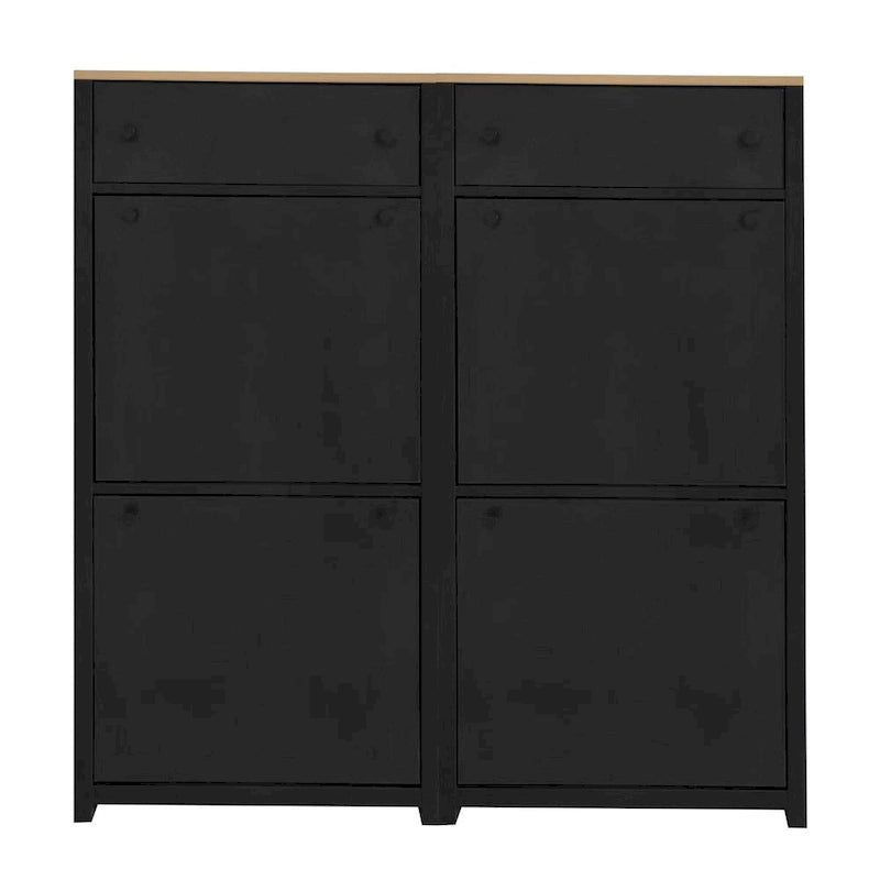 Wood Grain Pattern Top Shoe Storage Solution with Adjustable Panel