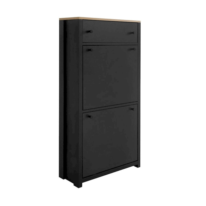 Wood Grain Pattern Top Shoe Storage Solution with Adjustable Panel