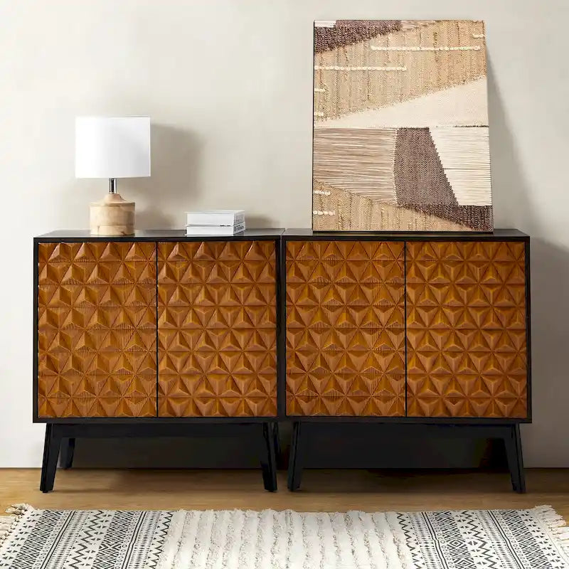 Jakob Modern 2-Solid Door Accent Storage Cabinet Sideboard with Adjustable Shelf Set of 2