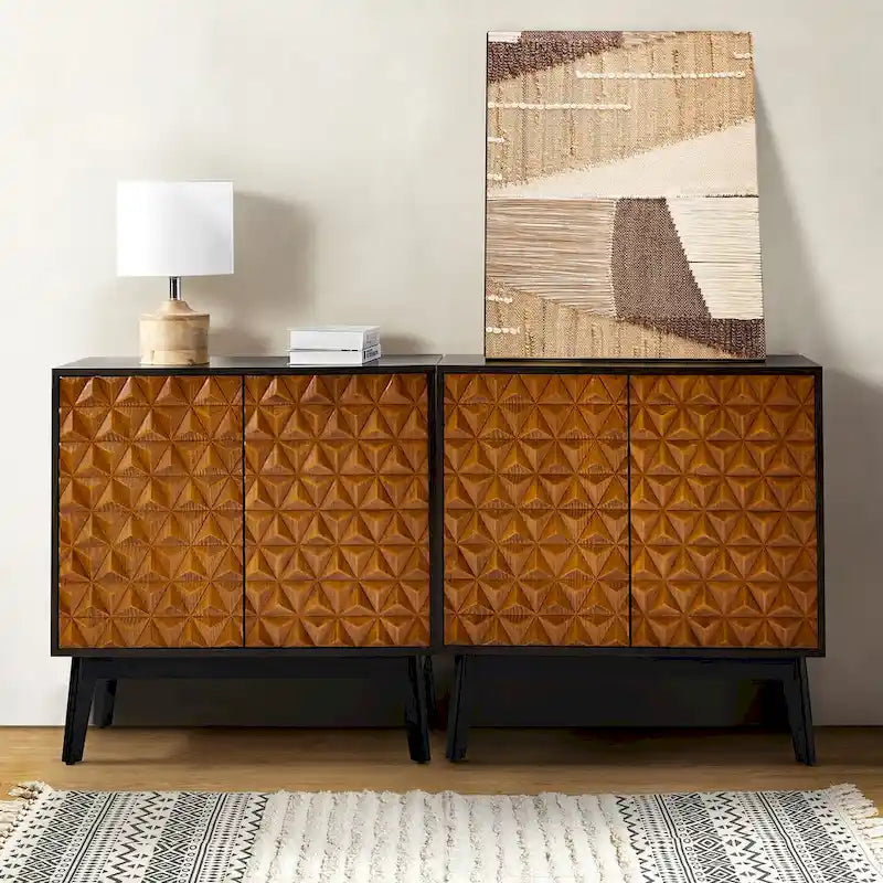 Jakob Modern 2-Solid Door Accent Storage Cabinet Sideboard with Adjustable Shelf Set of 2