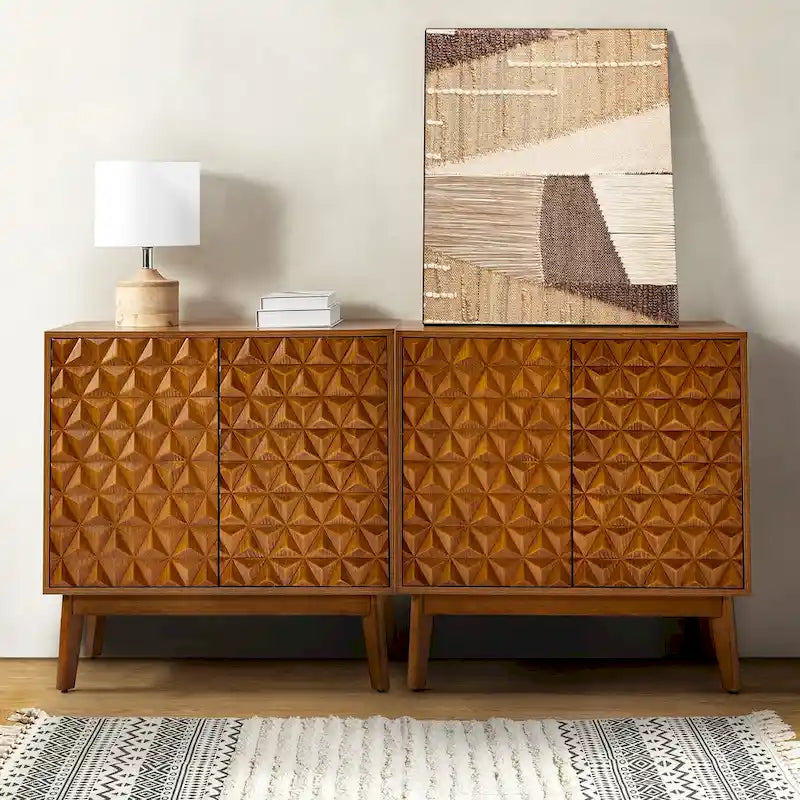 Jakob Modern 2-Solid Door Accent Storage Cabinet Sideboard with Adjustable Shelf Set of 2