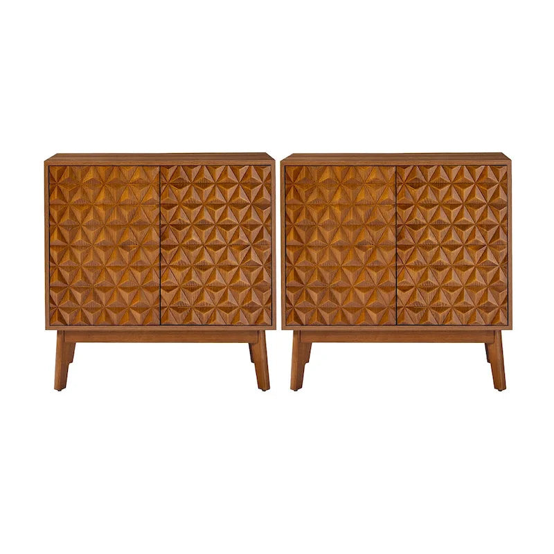 Jakob Modern 2-Solid Door Accent Storage Cabinet Sideboard with Adjustable Shelf Set of 2