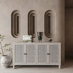 Accent Cabinet 4 Shutter Door Wooden Cabinet Sideboard Buffet Server Cabinet