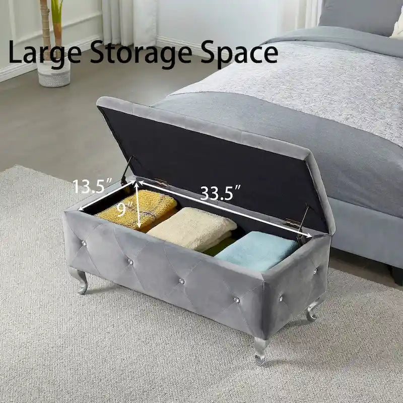 Upholstered Storage Bench For Bedroom Living Room Entryway