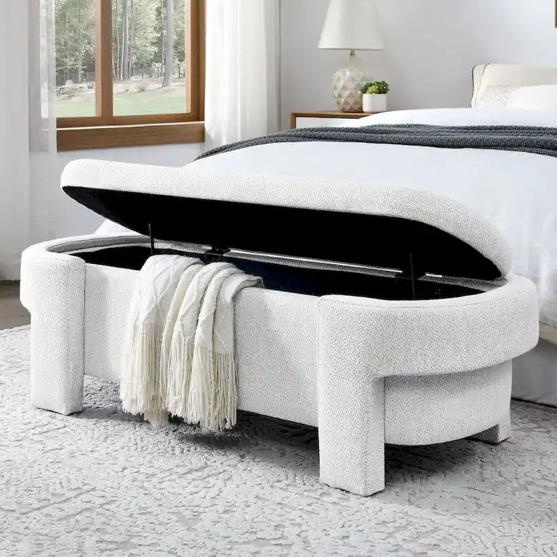 Linen Fabric Upholstered Bench with Large Storage Space for the Living Room, Entryway and Bedroom( 51.5x20.5x17 )