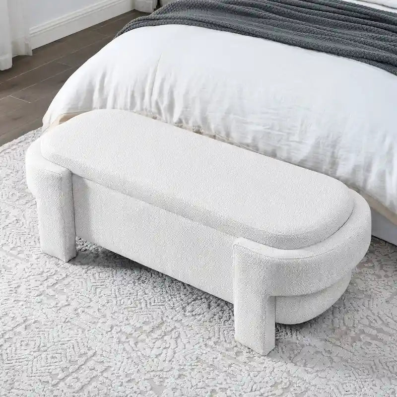 Linen Fabric Upholstered Bench with Large Storage Space for the Living Room, Entryway and Bedroom( 51.5x20.5x17 )