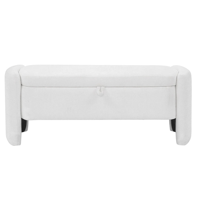 Oval Ottoman Storage Bench Chenille Fabric Bench with Large Storage Space for the Living Room, Entryway and Bedroom
