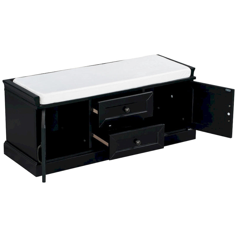 Storage Bench with 2 Drawers and 2 Cabinets