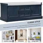 Storage Bench with 2 Drawers and 2 Cabinets
