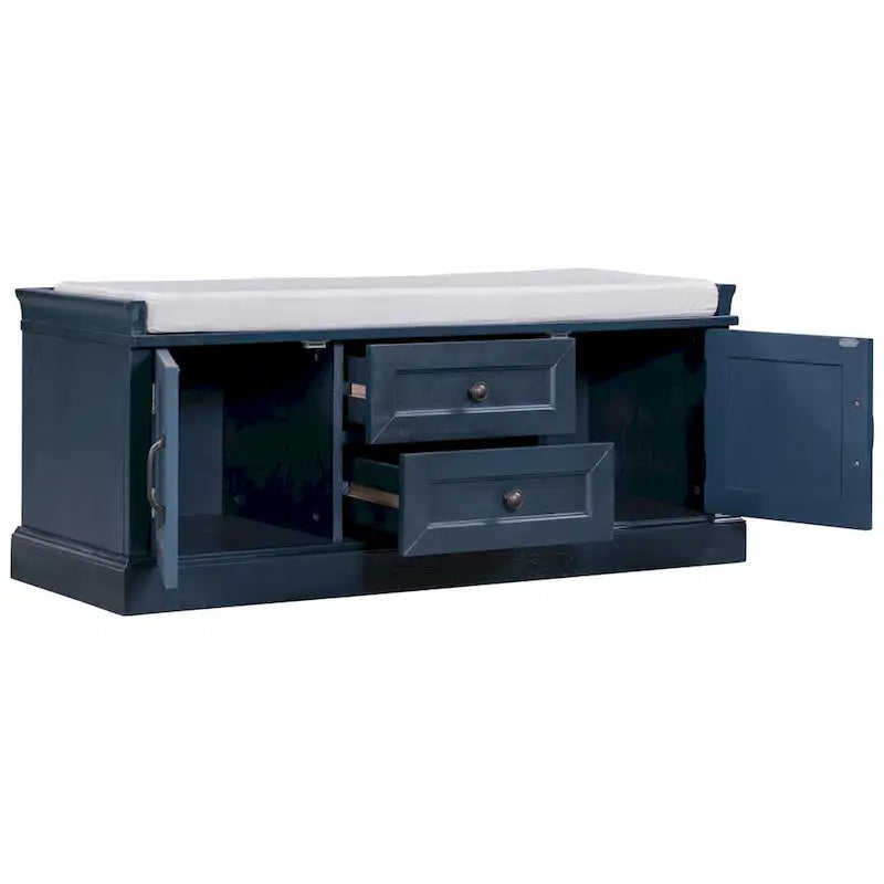 Storage Bench with 2 Drawers and 2 Cabinets