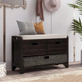 Wood Storage Bench with 2 Woven Baskets by Harper&Bright Designs