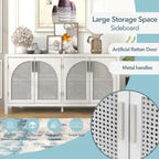 Sideboard with Artificial Rattan Door and Metal Handles - 47.2L x 11.8W x 31.5H