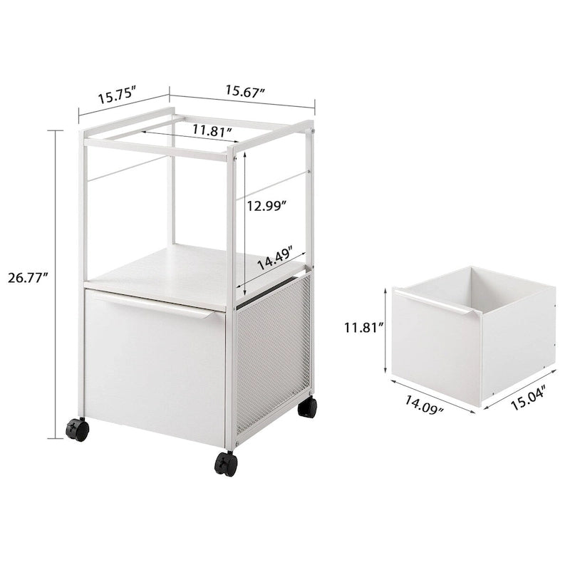 Mobile Vertical File Cabinet with Filing Holders, Printer Stand with Open Storage Shelf, fits A4 or Letter Size for Home Office