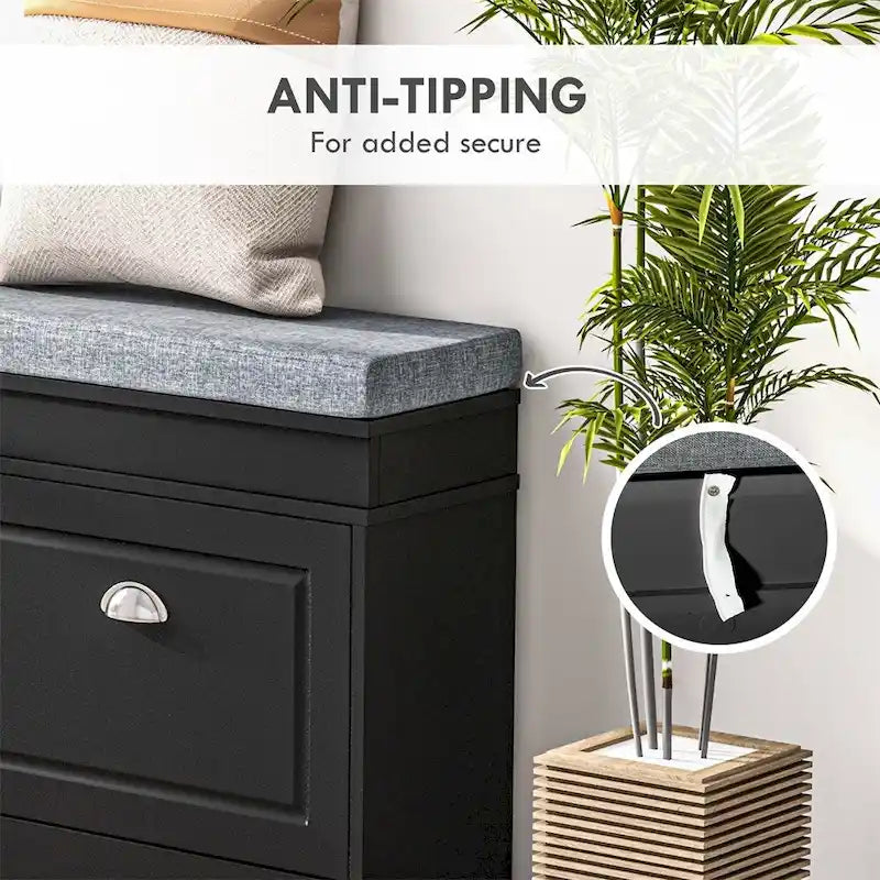 Modern Shoe Rack Bench for Entryway,Storage Organizer with Cushion