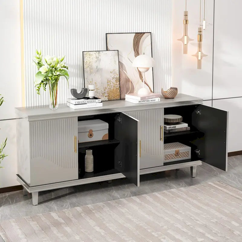 70.07Large Size 4-Door Cabinet, Same as Living Room, Kitchen, Bedroom, Hallway (Champagne)