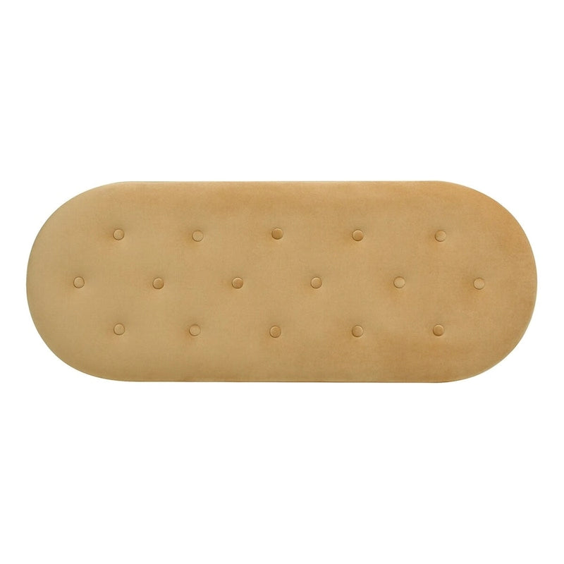 Melinda 48.5 Upholstered Tufted Oval Storage Bench with Bullion Fringe
