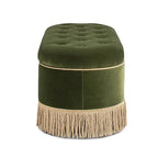 Melinda 48.5 Upholstered Tufted Oval Storage Bench with Bullion Fringe