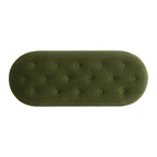 Melinda 48.5 Upholstered Tufted Oval Storage Bench with Bullion Fringe