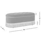 Melinda 48.5 Upholstered Tufted Oval Storage Bench with Bullion Fringe